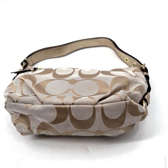 COACH Tan / Gold Signature C Hobo Bag Handbag Purse & Matching Wristlet - Picture 8 of 15